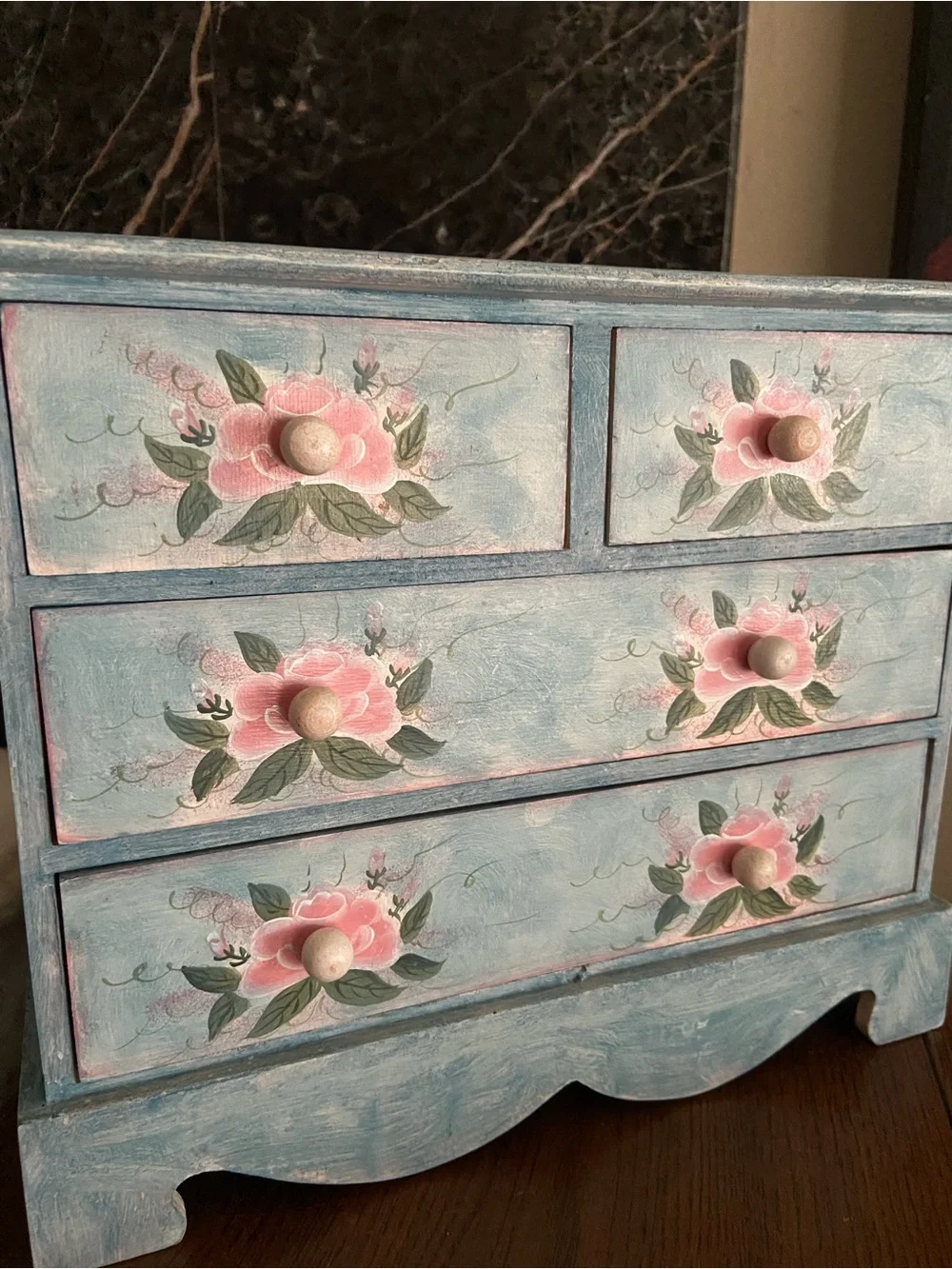Beautiful Flower Hand Painted Wood Drawer